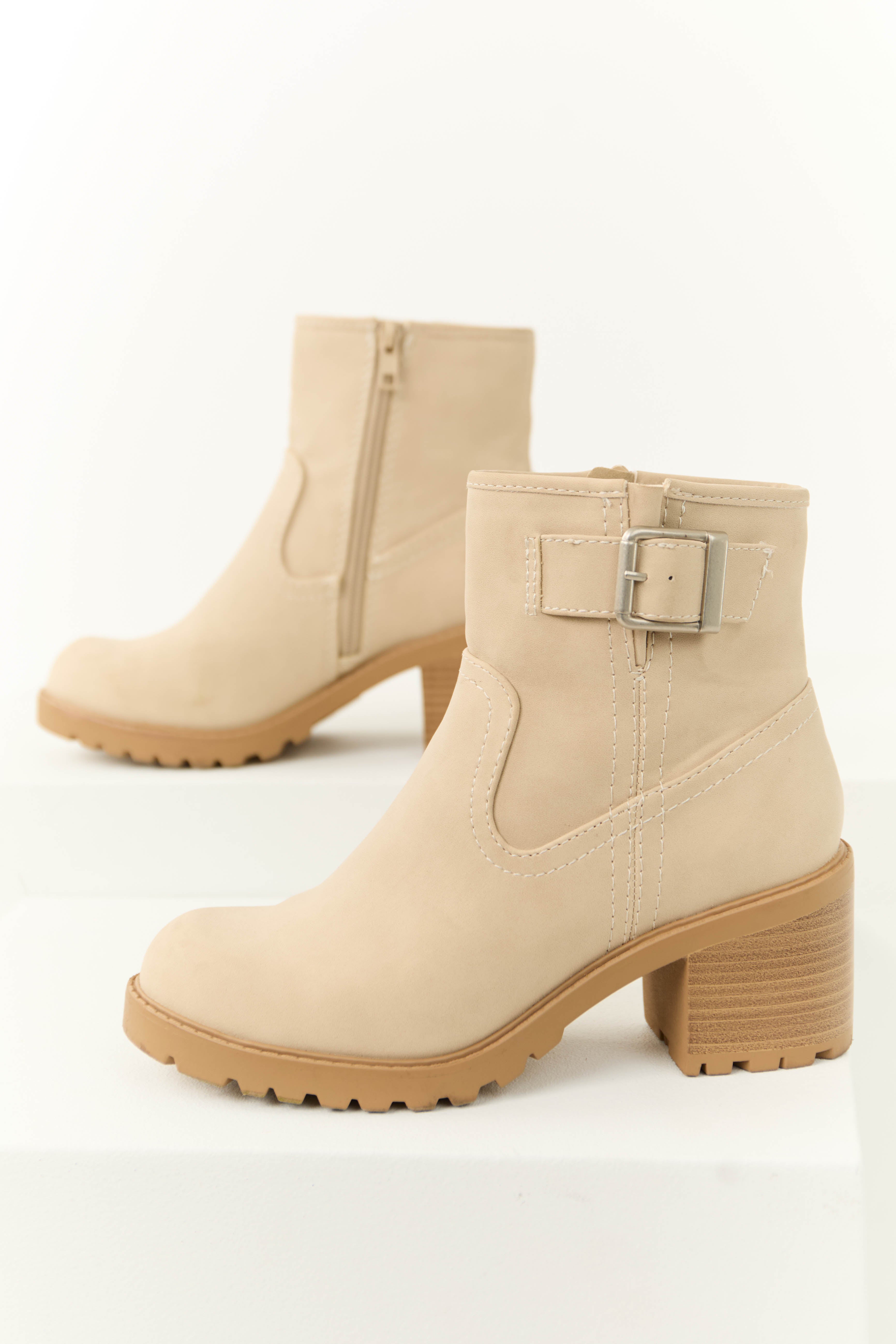 Vanilla Block Heel Ankle Strap Short Boots