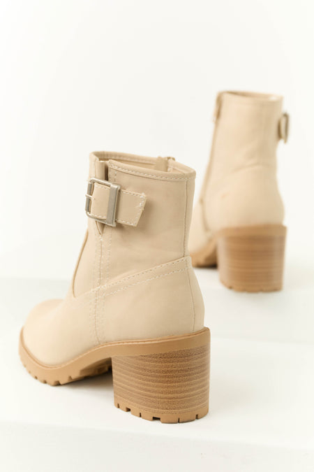 Vanilla Block Heel Ankle Strap Short Boots