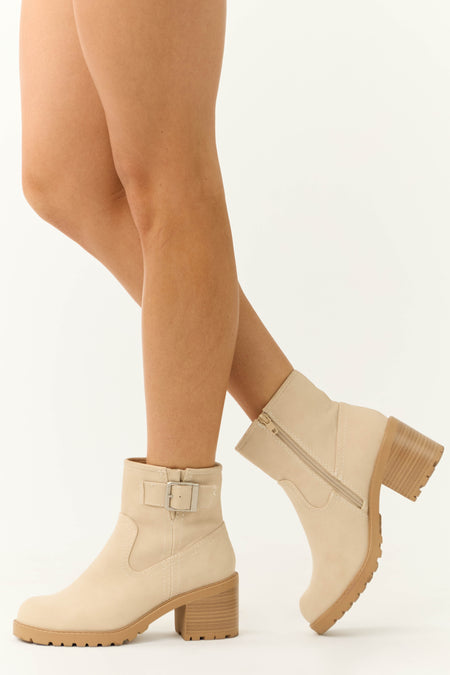 Vanilla Block Heel Ankle Strap Short Boots