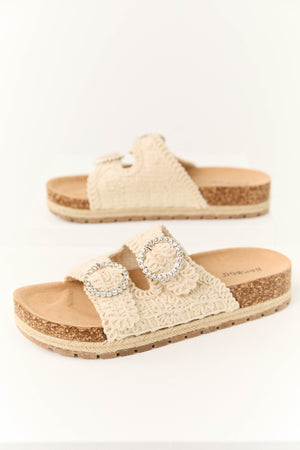 Vanilla Crochet Double Strap Slide On Sandal