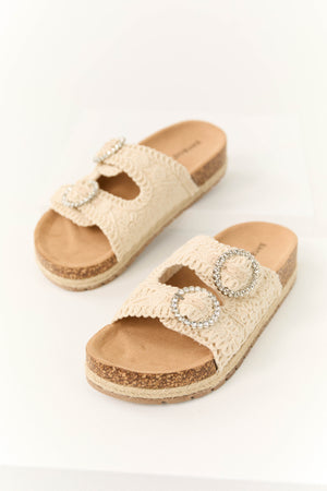 Vanilla Crochet Double Strap Slide On Sandal