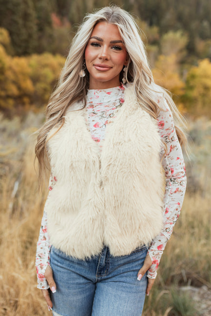 Vanilla Faux Fur Soft Open Vest