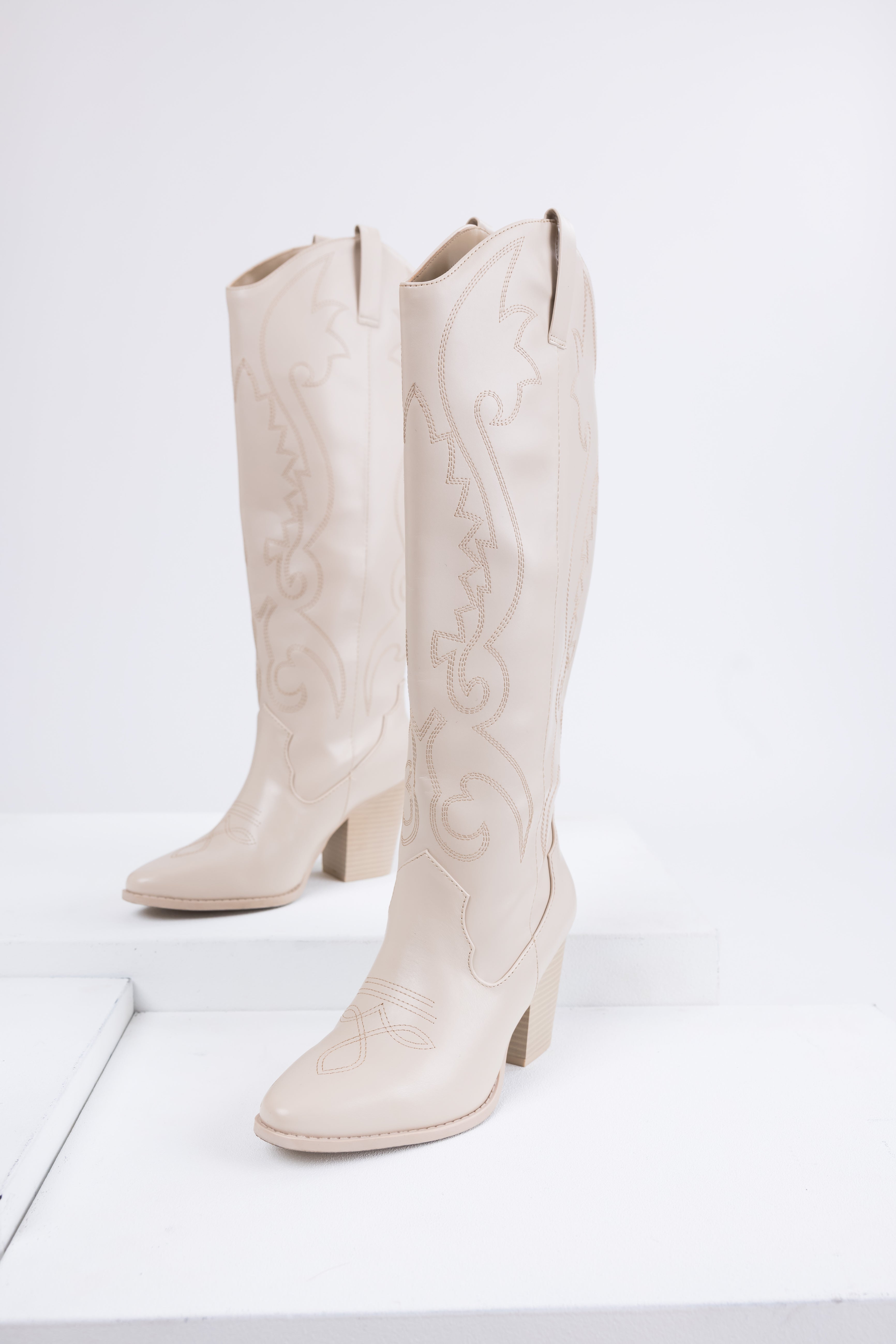 Vanilla Knee High Block High Heel Western Boots