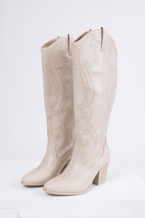 Vanilla Knee High Block High Heel Western Boots