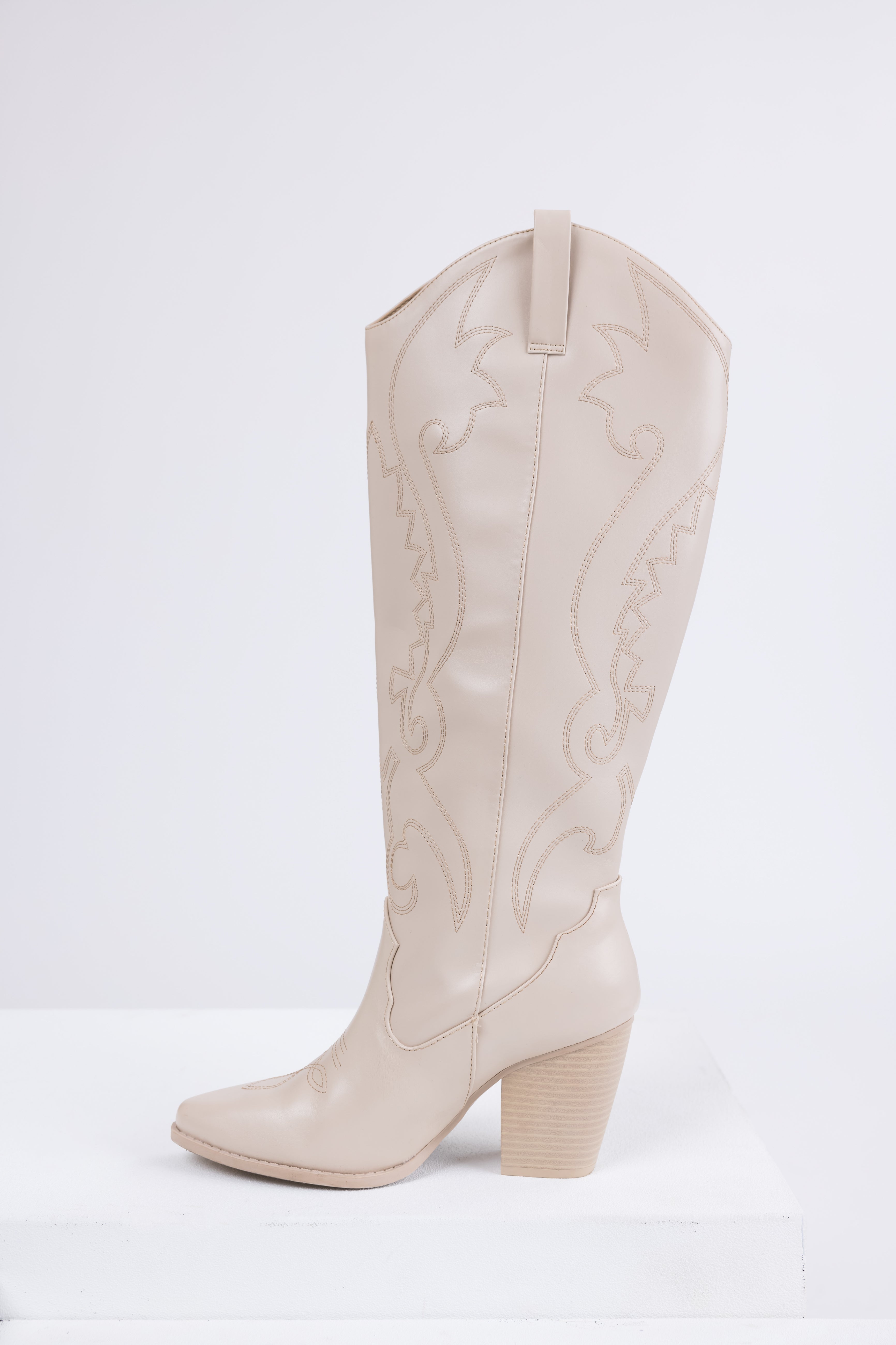 Vanilla Knee High Block High Heel Western Boots