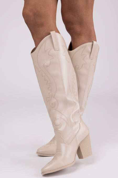 Vanilla Knee High Block High Heel Western Boots