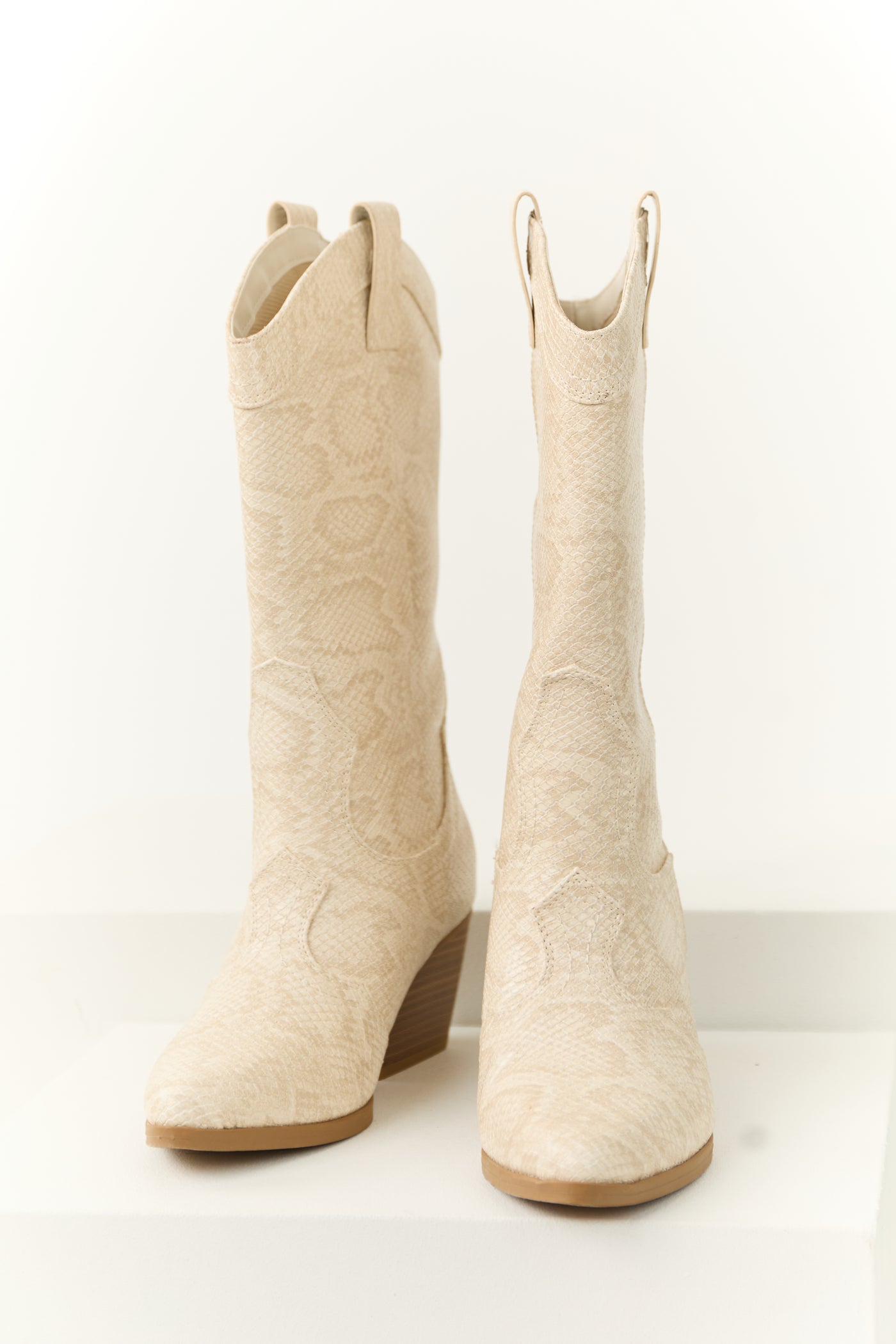 Vanilla Snakeskin Pattern Tall Western Boot