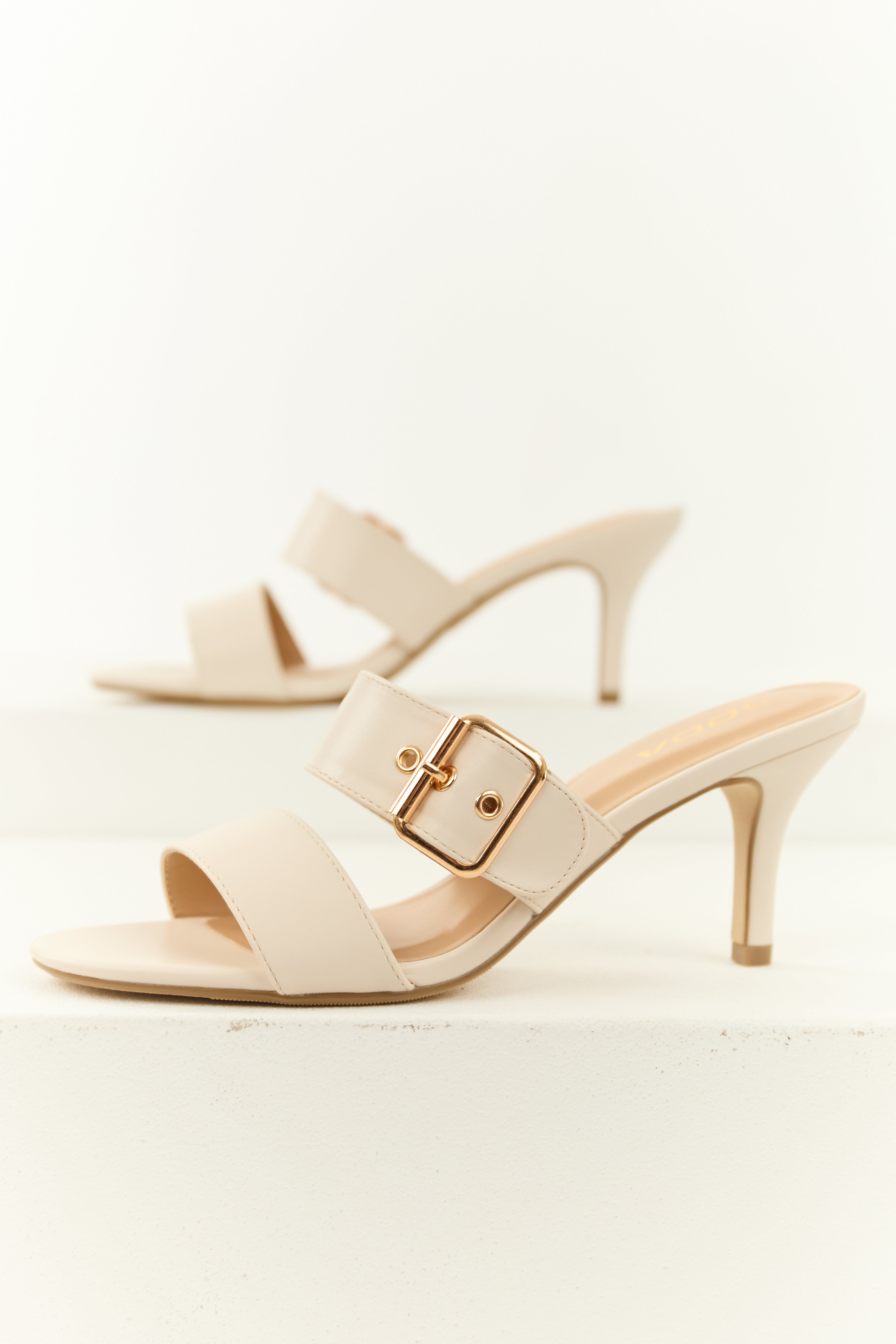 Vanilla Woven Double Strap Open Toed Heels