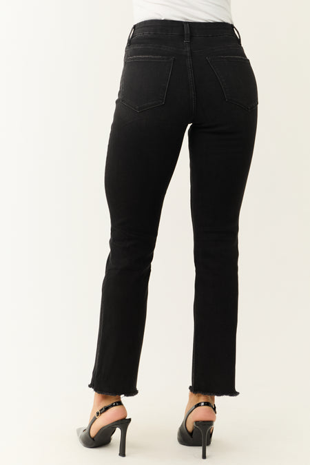 Vervet Black Slim Bootcut Raw Hem Jeans