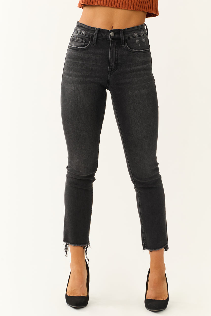 Vervet Black Washed High Rise Skinny Straight Jeans