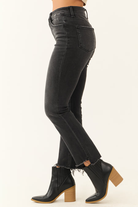 Vervet Black Washed High Rise Skinny Straight Jeans