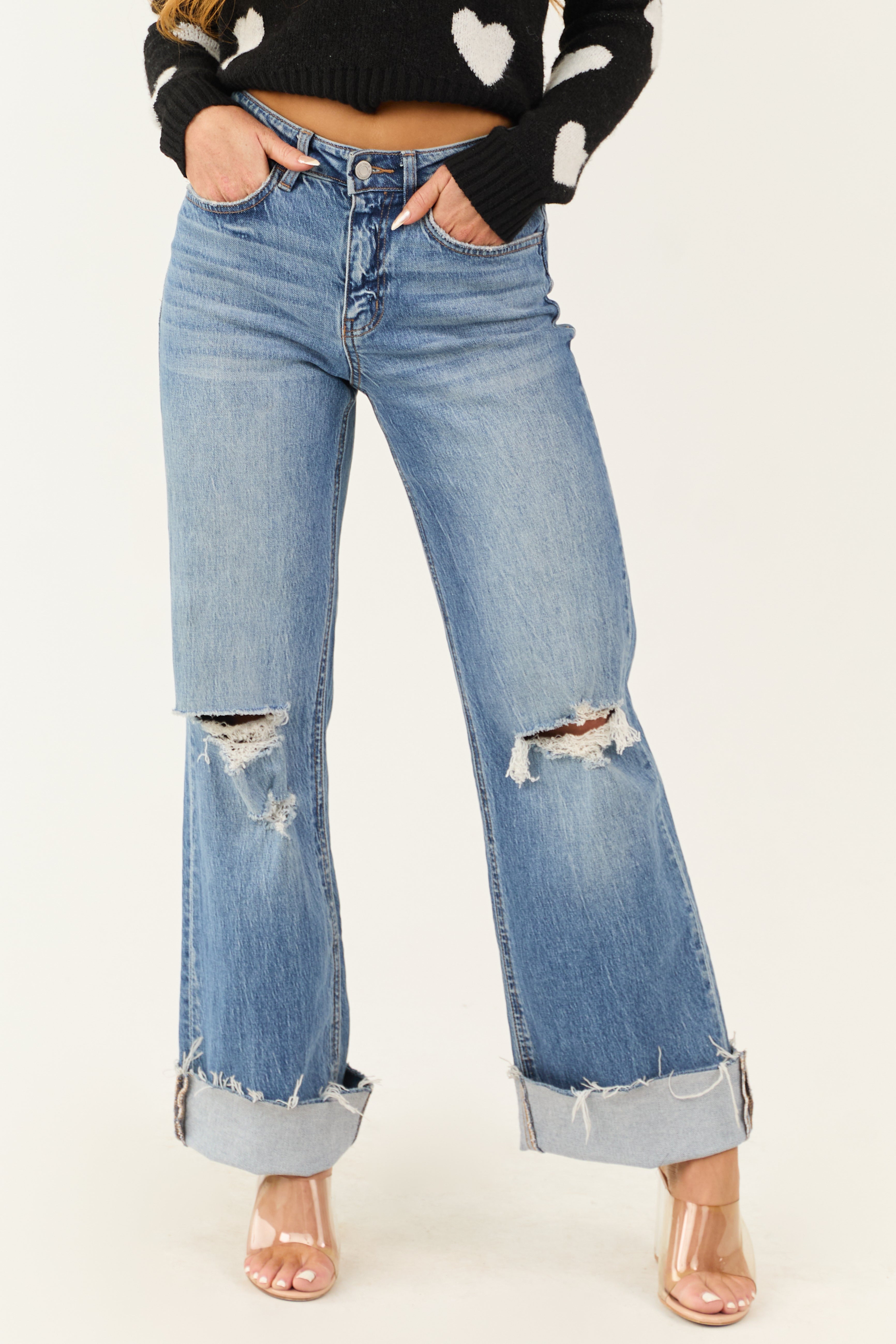 Vervet High Rise Medium Wash Wide Leg Jeans