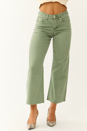 Vervet Juniper High Rise Wide Leg Cropped Jeans