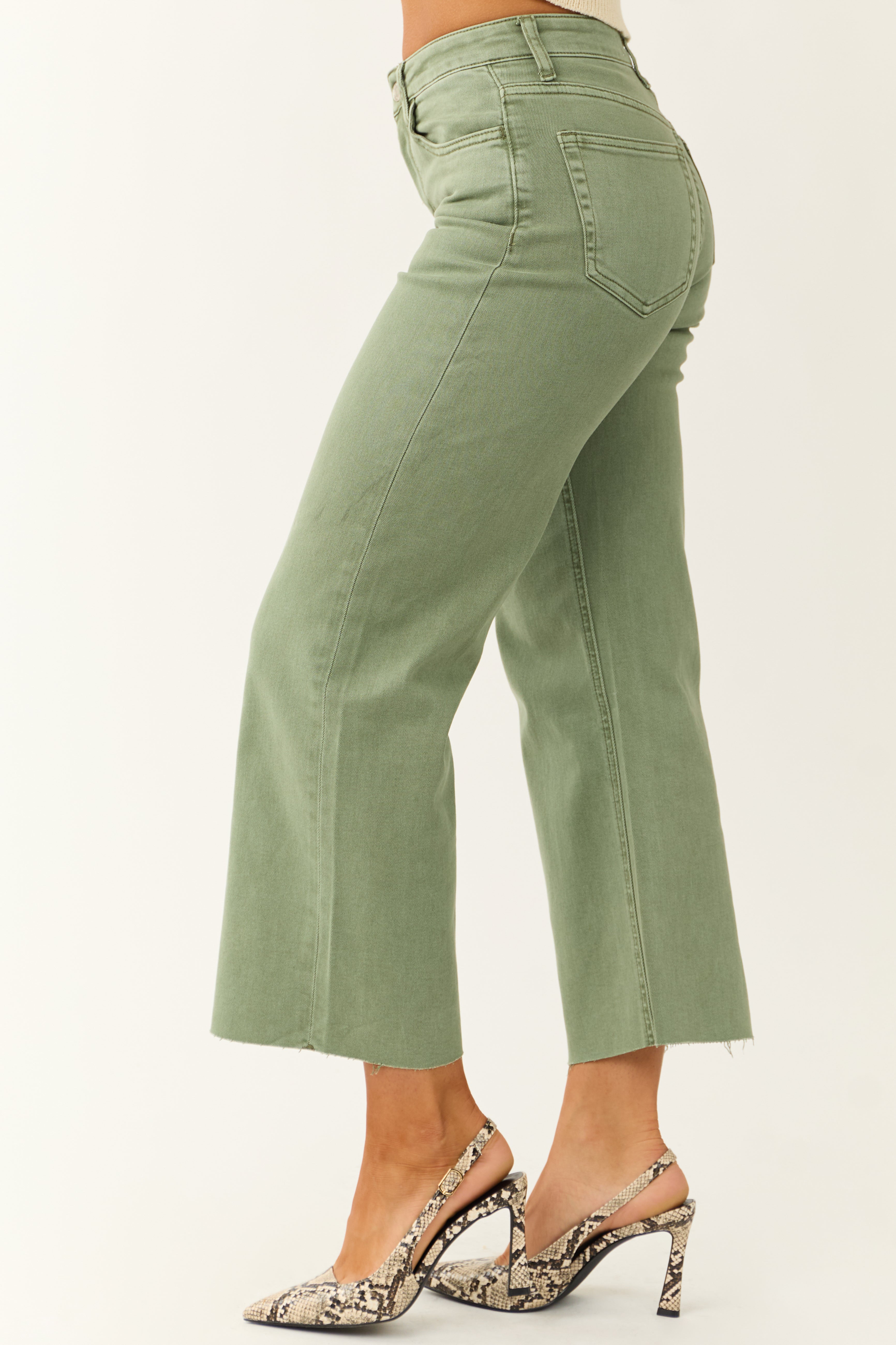 Vervet Juniper High Rise Wide Leg Cropped Jeans