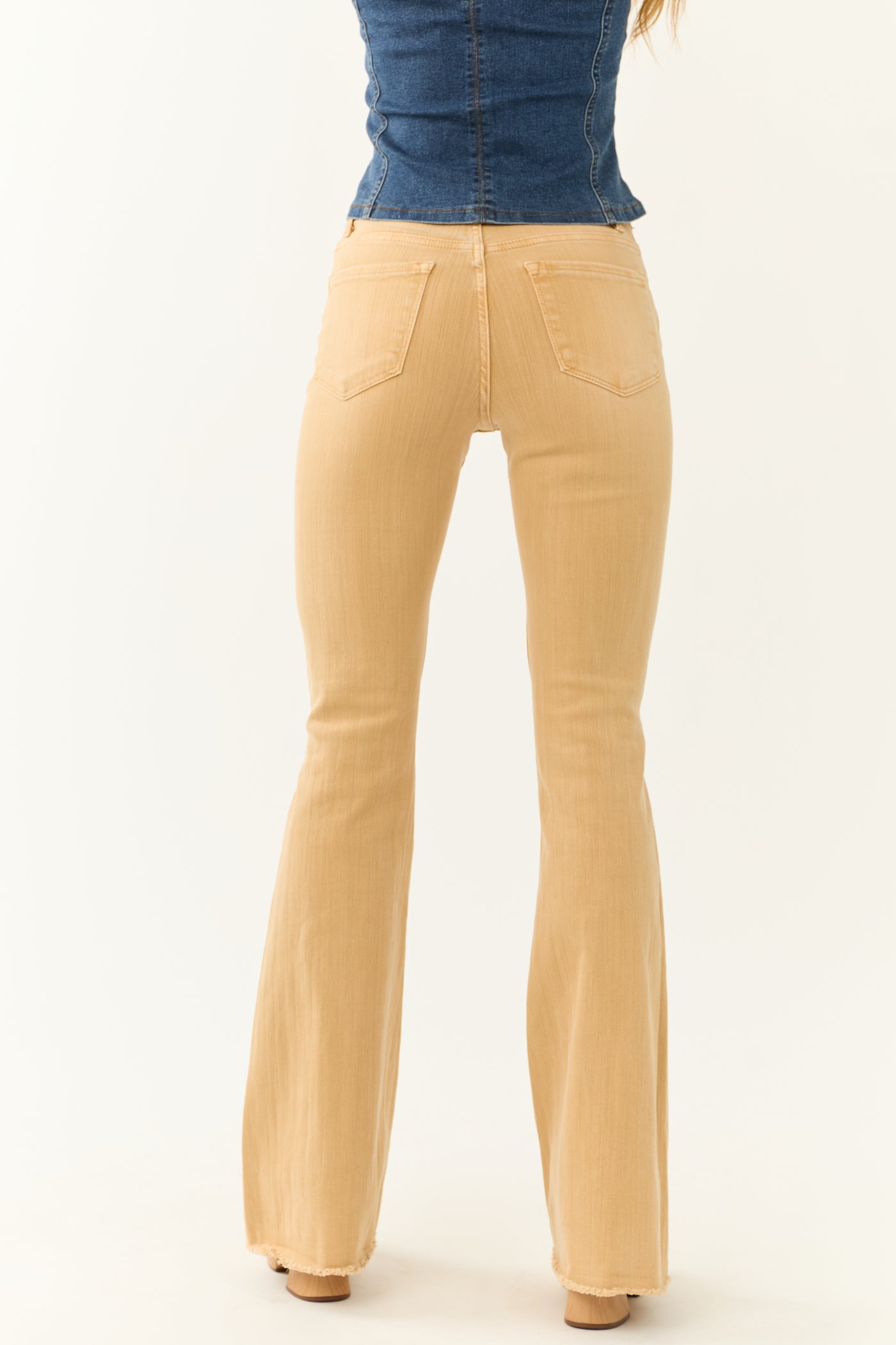 Vervet Light Mustard Flare Distressed Jeans