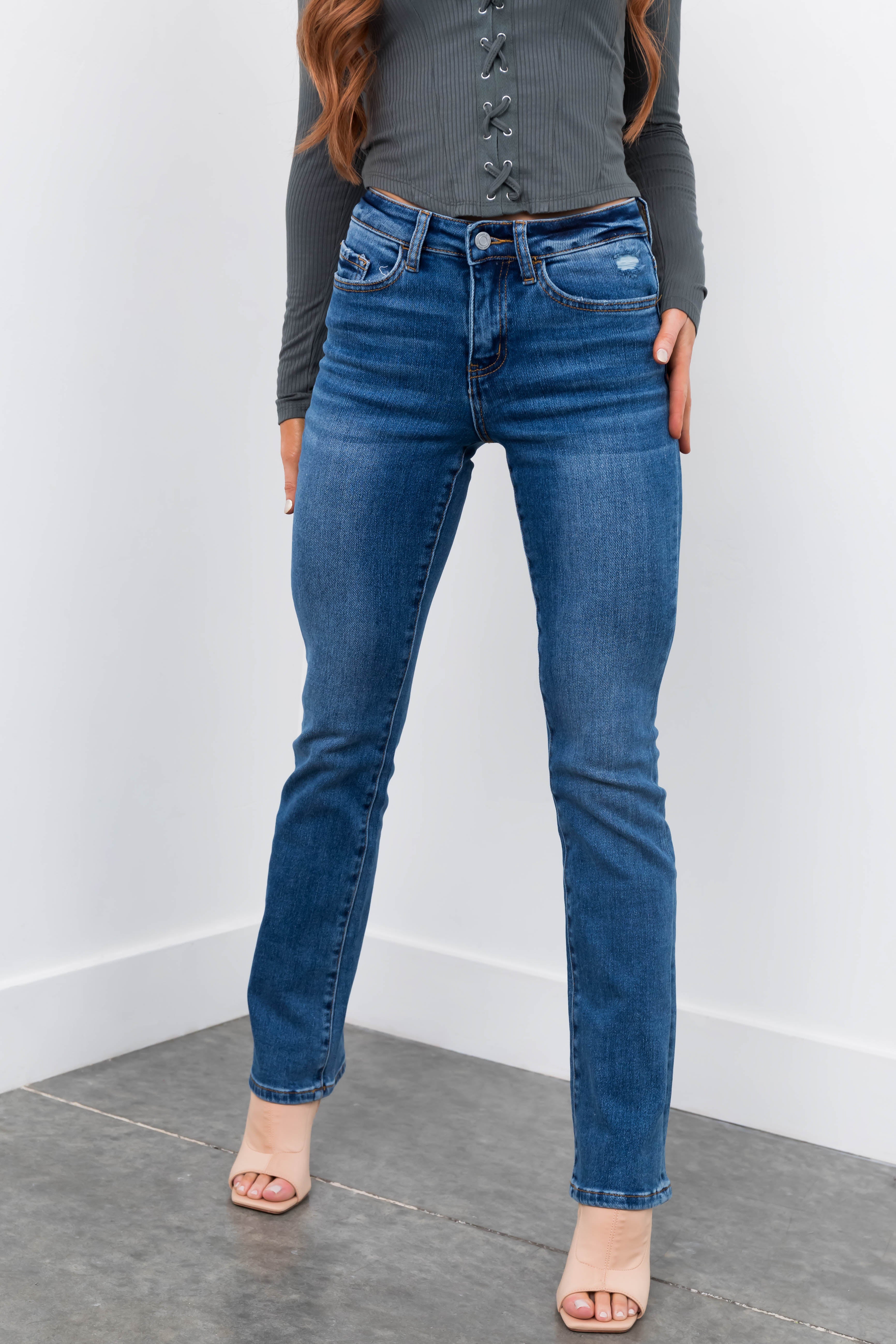 Vervet Medium Wash High Rise Straight Leg Jeans