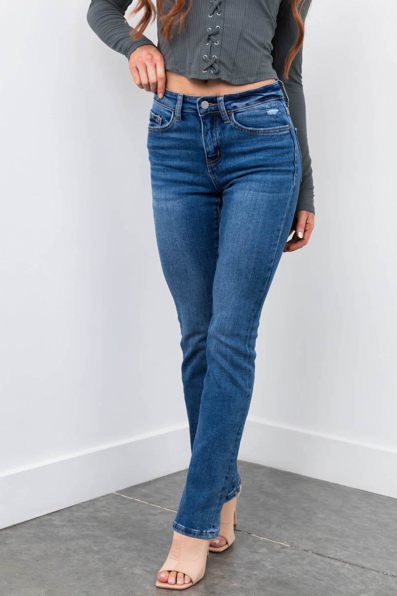 Vervet Medium Wash High Rise Straight Leg Jeans