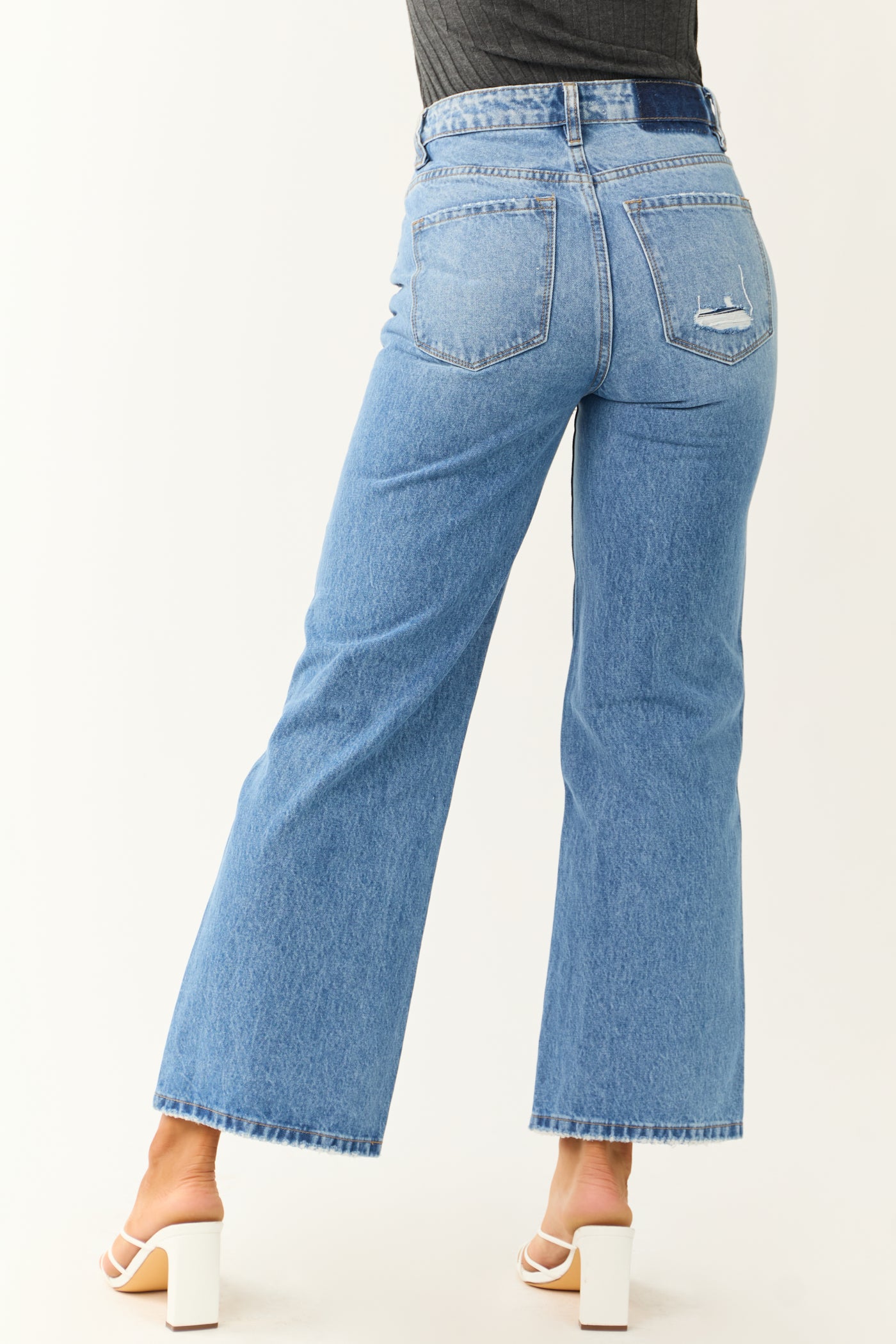 Vervet Medium Wash Wide Leg Ankle Jeans