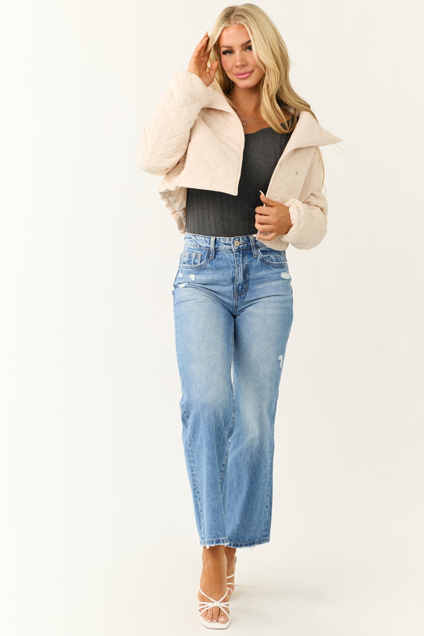 Vervet Medium Wash Wide Leg Ankle Jeans