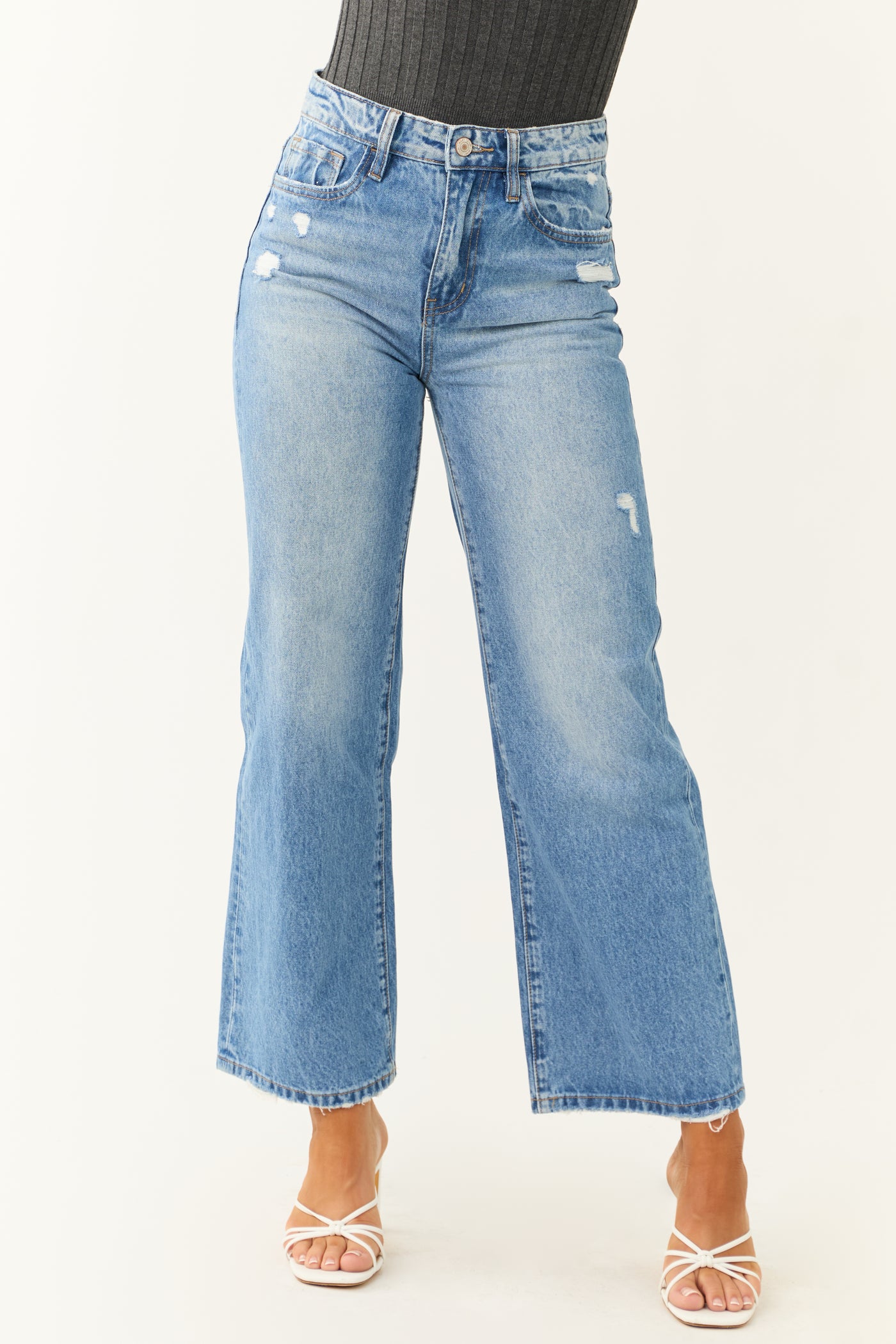 Vervet Medium Wash Wide Leg Ankle Jeans