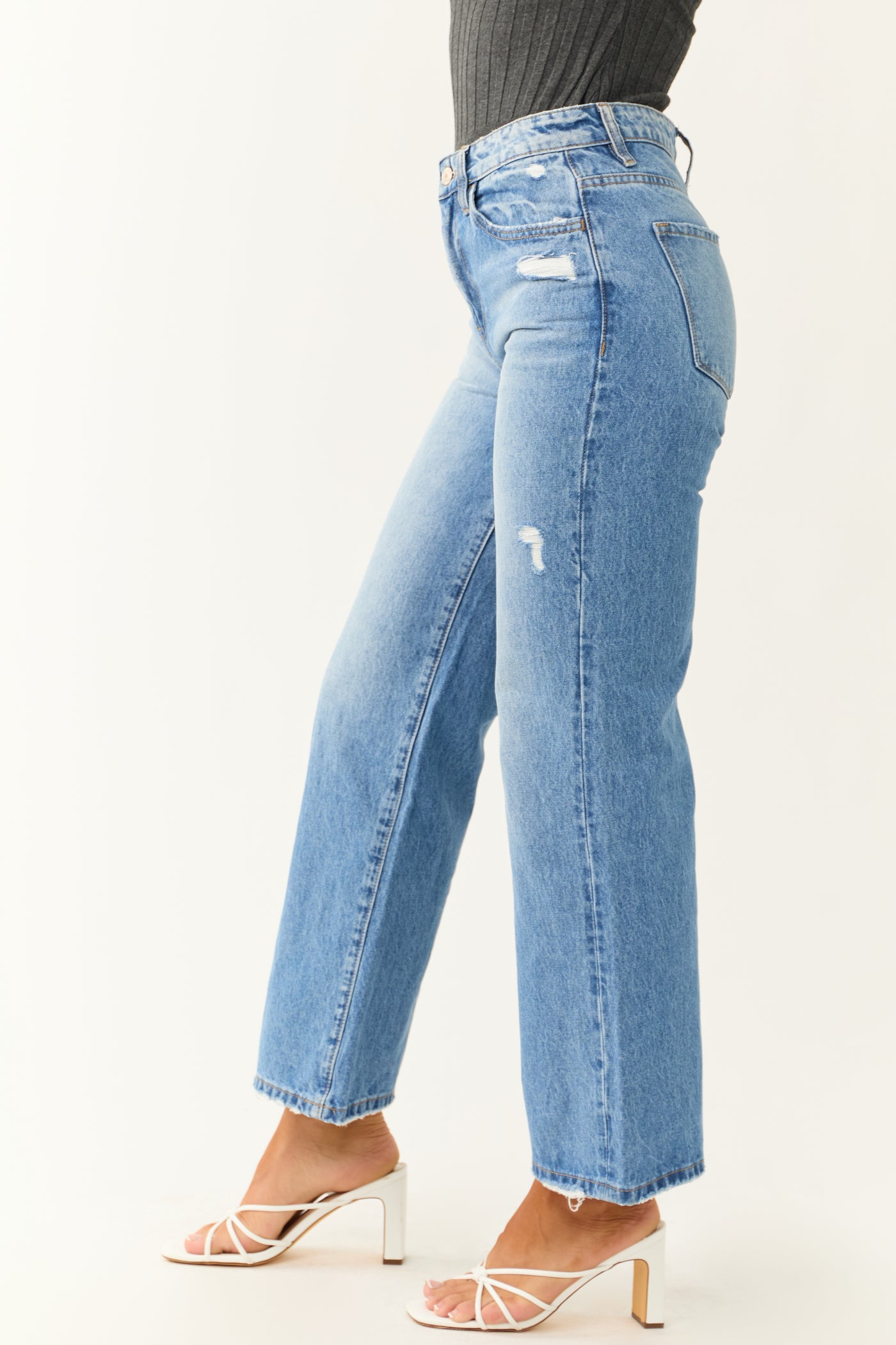 Vervet Medium Wash Wide Leg Ankle Jeans