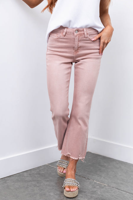 Vervet Tea Rose Flare Leg Cropped Jeans