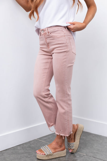 Vervet Tea Rose Flare Leg Cropped Jeans