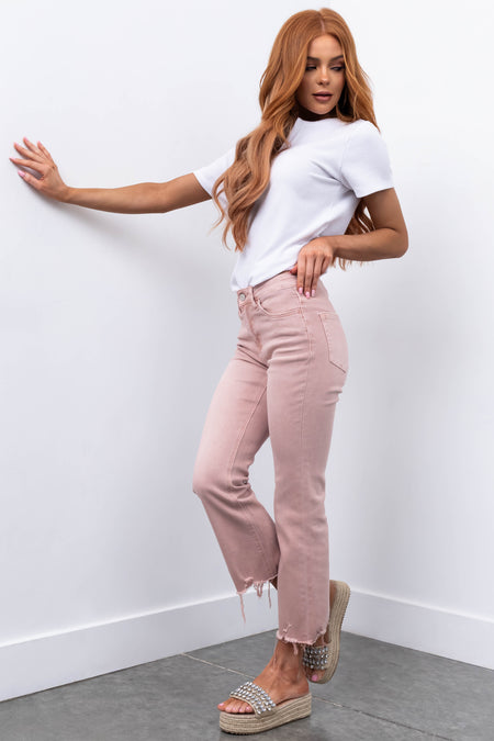 Vervet Tea Rose Flare Leg Cropped Jeans