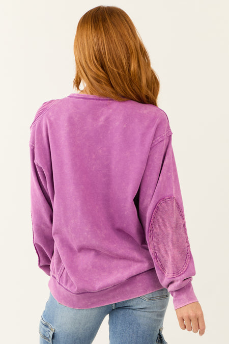 Violet Mineral Wash Long Sleeve Sweatshirt