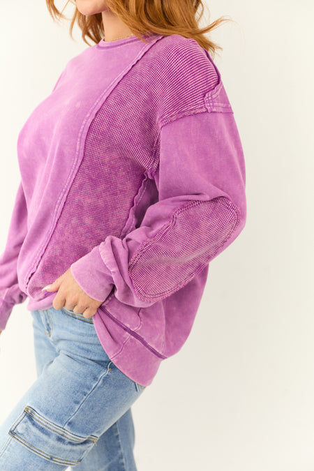 Violet Mineral Wash Long Sleeve Sweatshirt