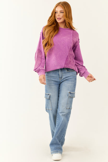 Violet Mineral Wash Long Sleeve Sweatshirt