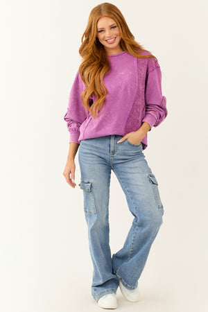 Violet Mineral Wash Long Sleeve Sweatshirt