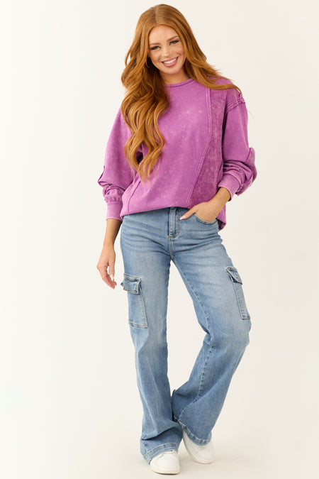 Violet Mineral Wash Long Sleeve Sweatshirt