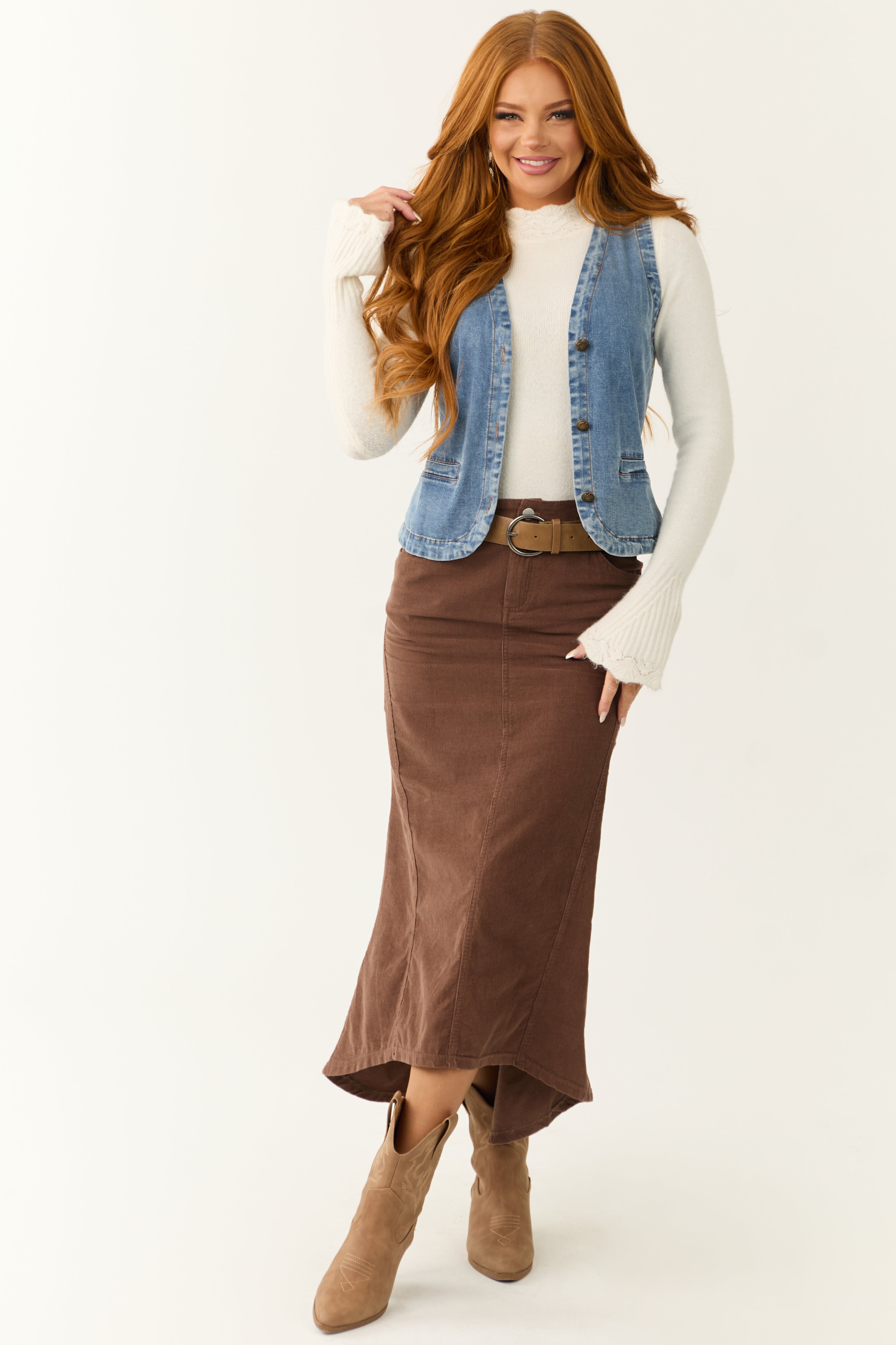 Corduroy zip skirt hotsell