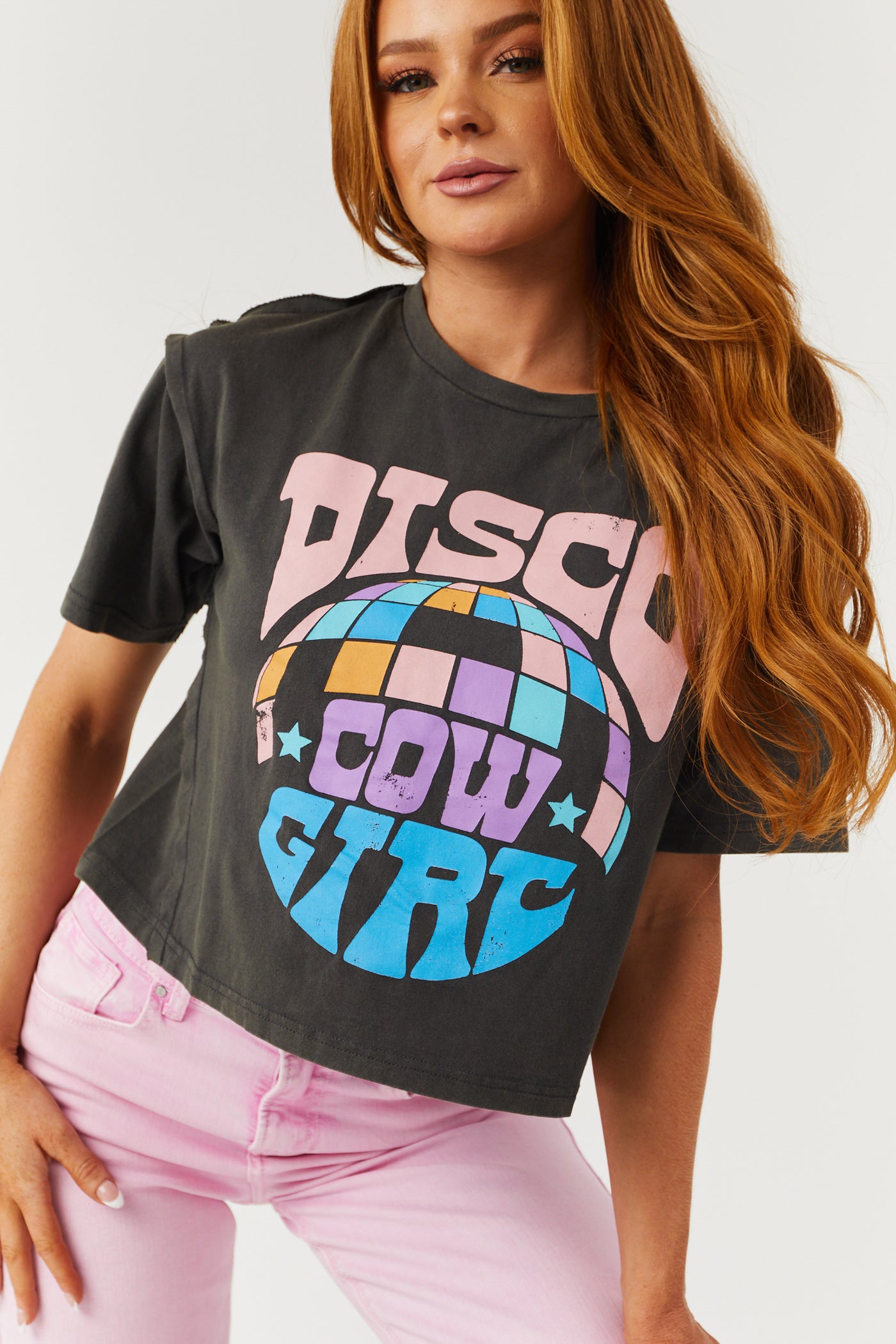 Walnut 'Disco Cowgirl' Graphic Crop Top