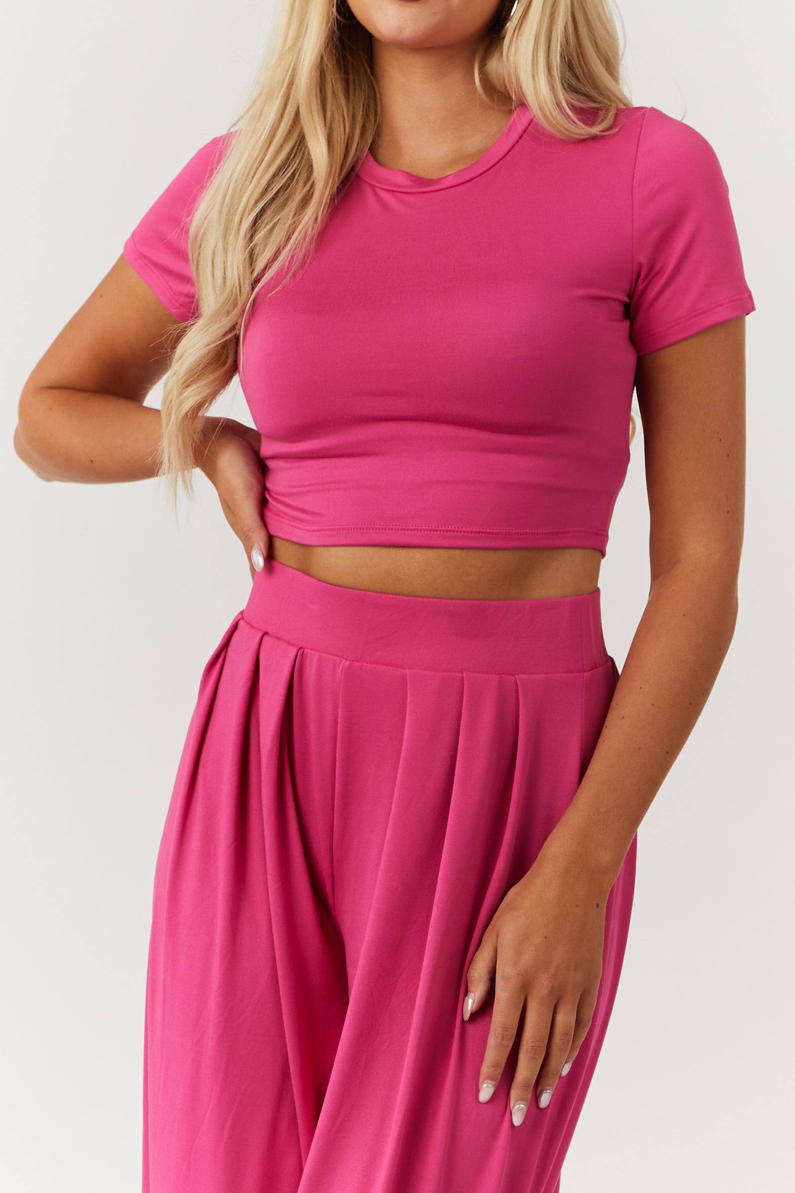 Watermelon Cropped Top and Palazzo Pants Set