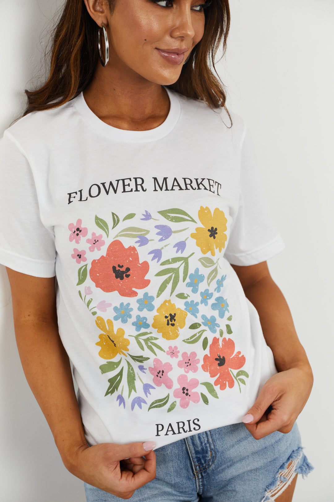Flower Graphic Tee Shirt - White