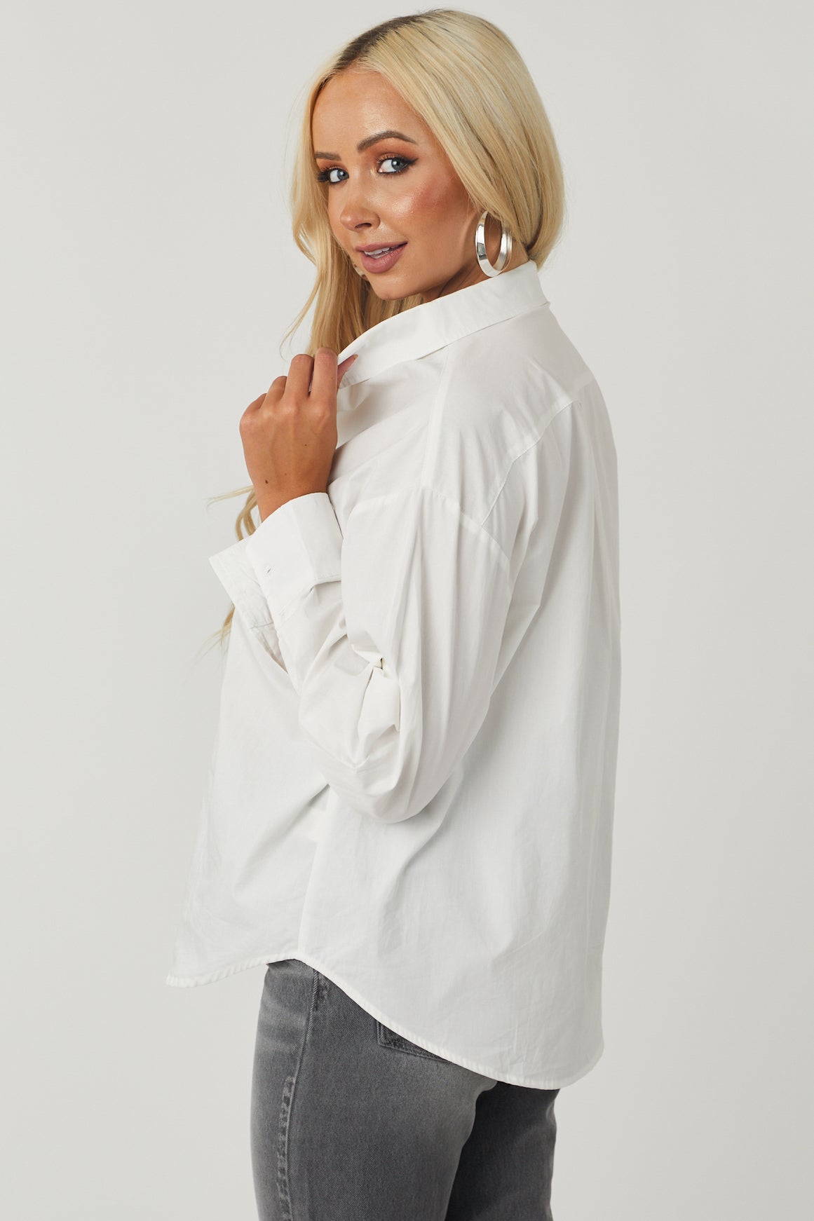 Oversized best sale white blouse