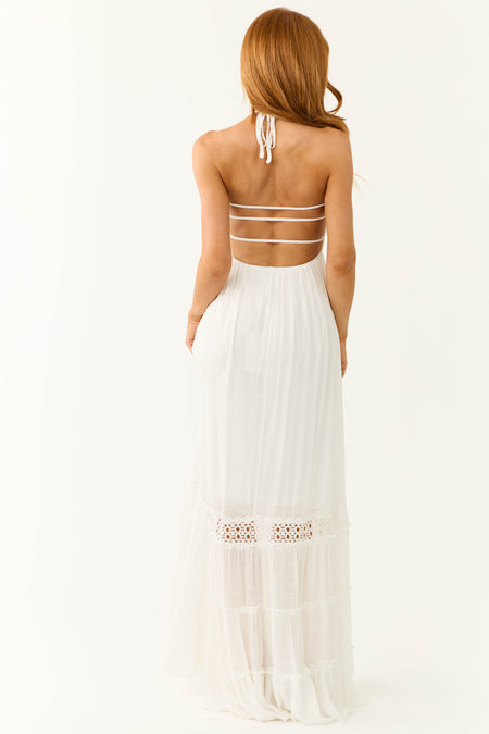 White Sleeveless Tiered Smocked Maxi Dress