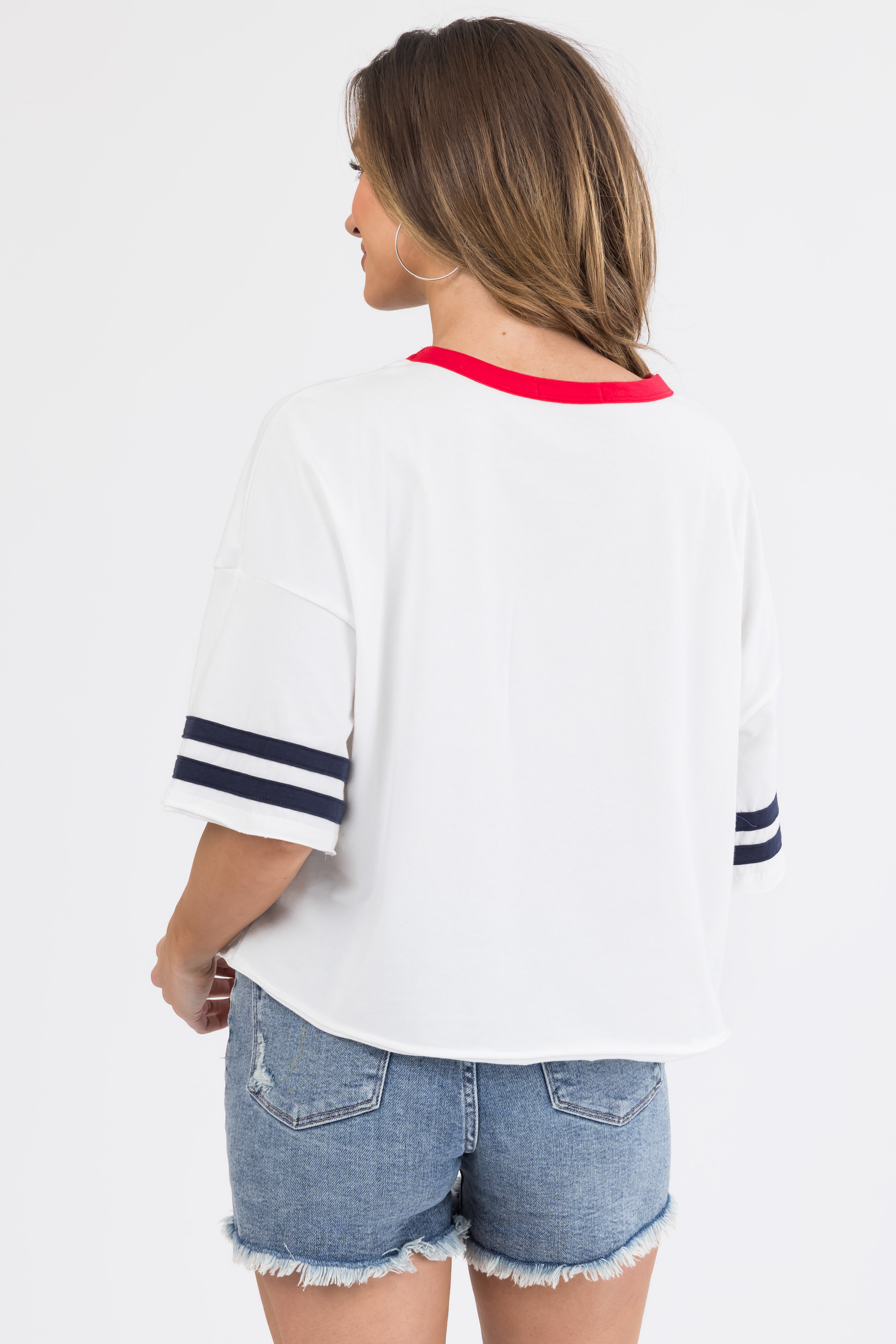 White 'USA' Graphic Oversized Top