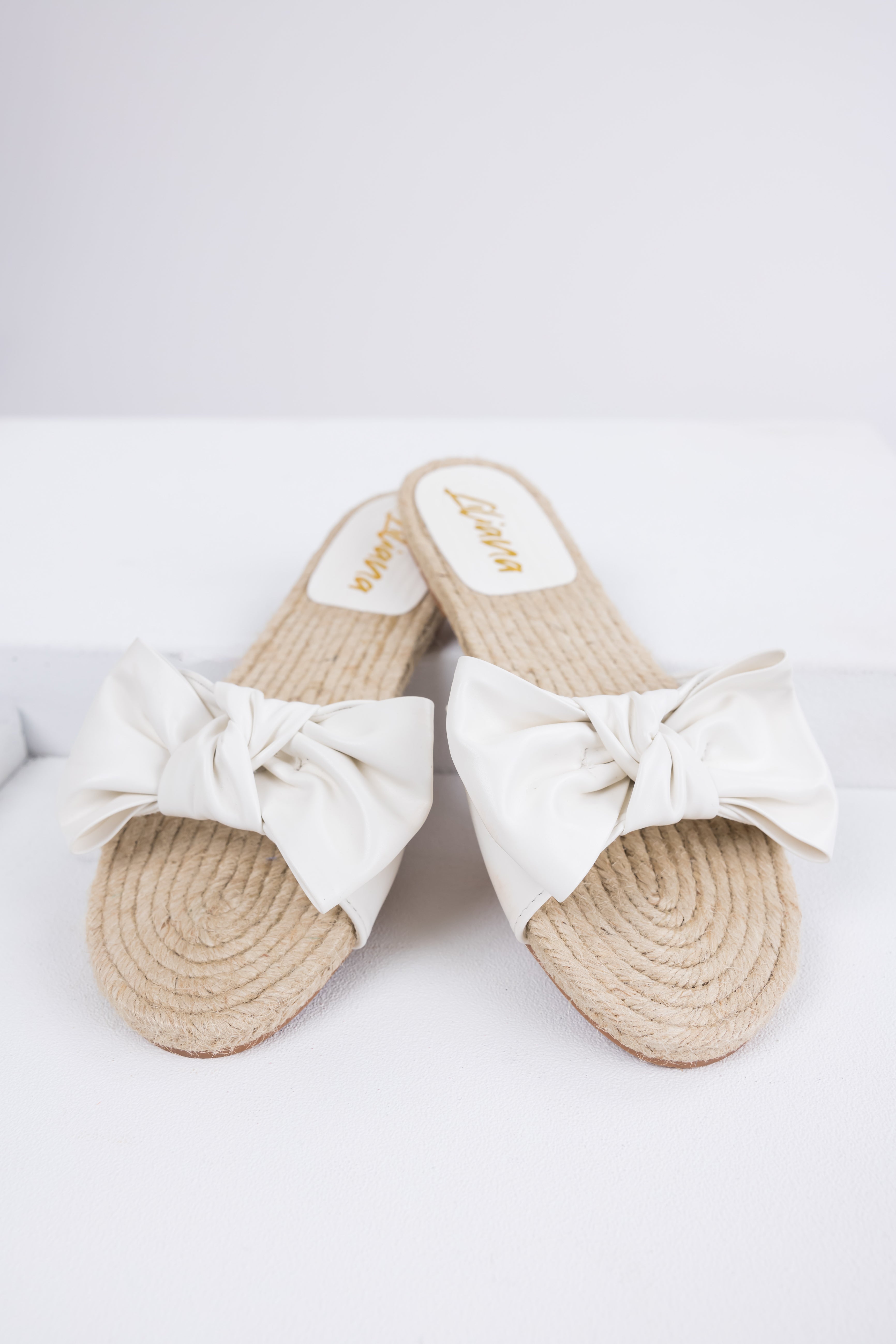 White Bow Strap Flat Espadrille Sandals