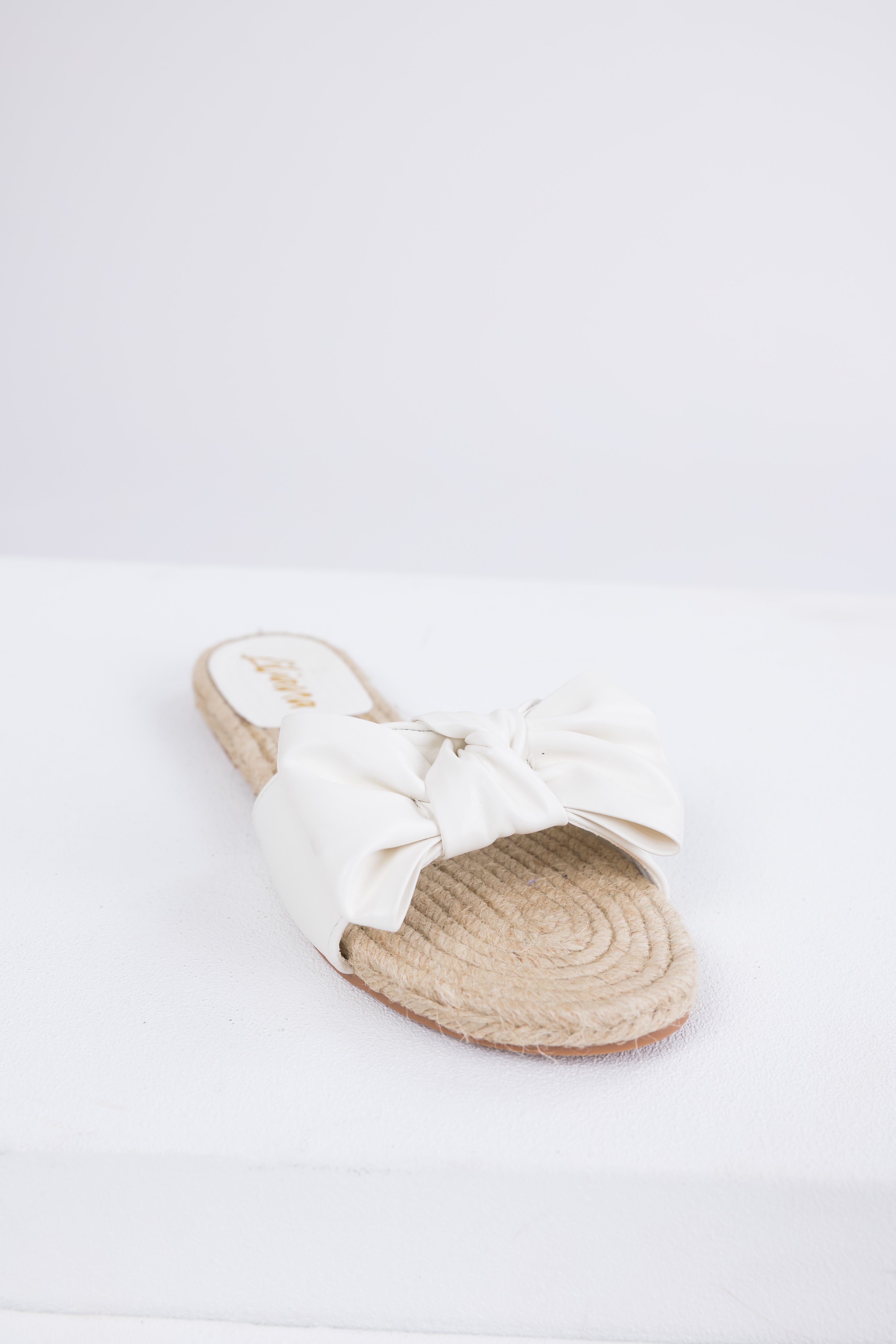 White Bow Strap Flat Espadrille Sandals