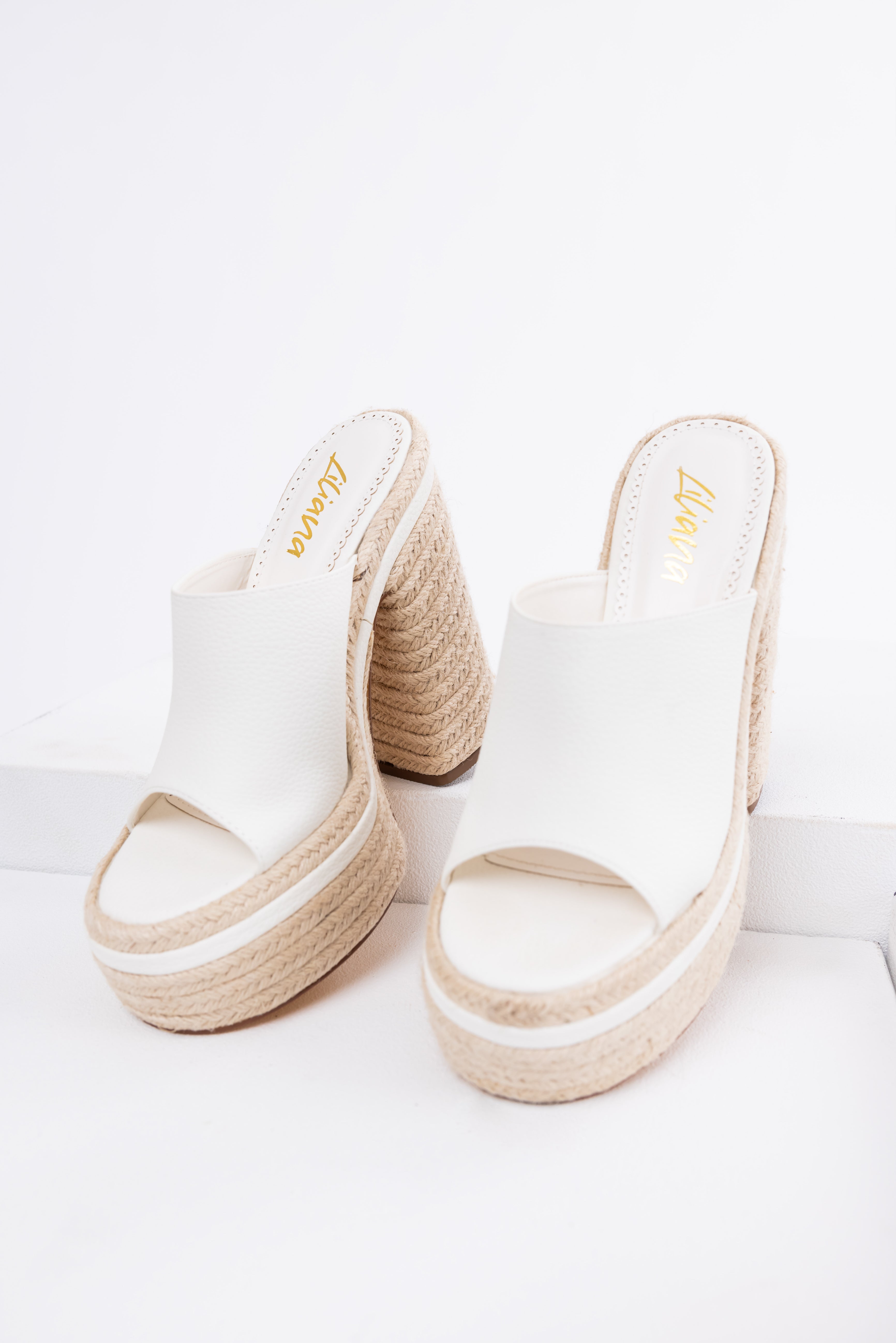 White High Heel Espadrille Platform Sandals