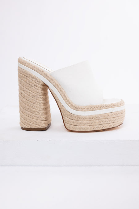 White High Heel Espadrille Platform Sandals