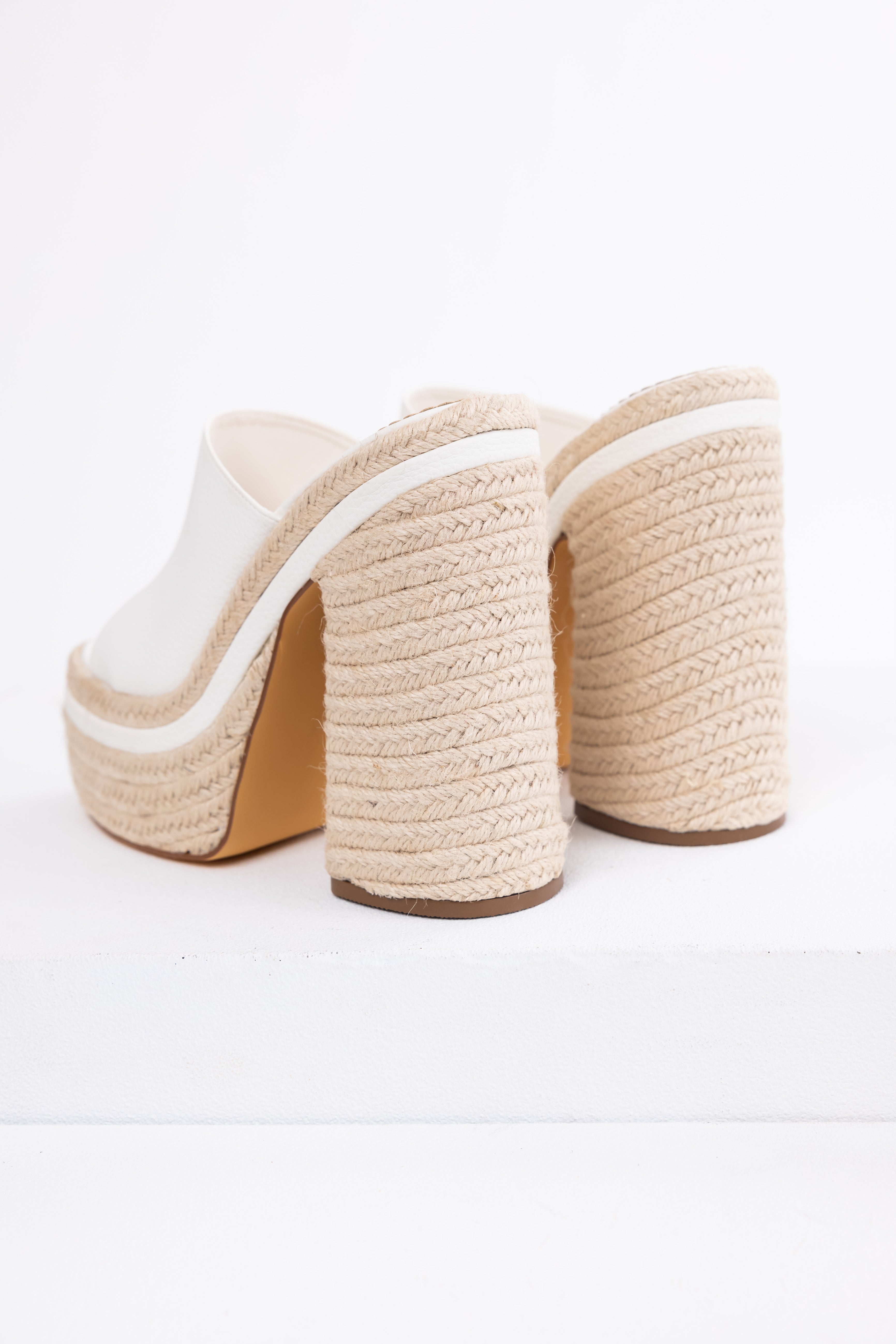 White High Heel Espadrille Platform Sandals