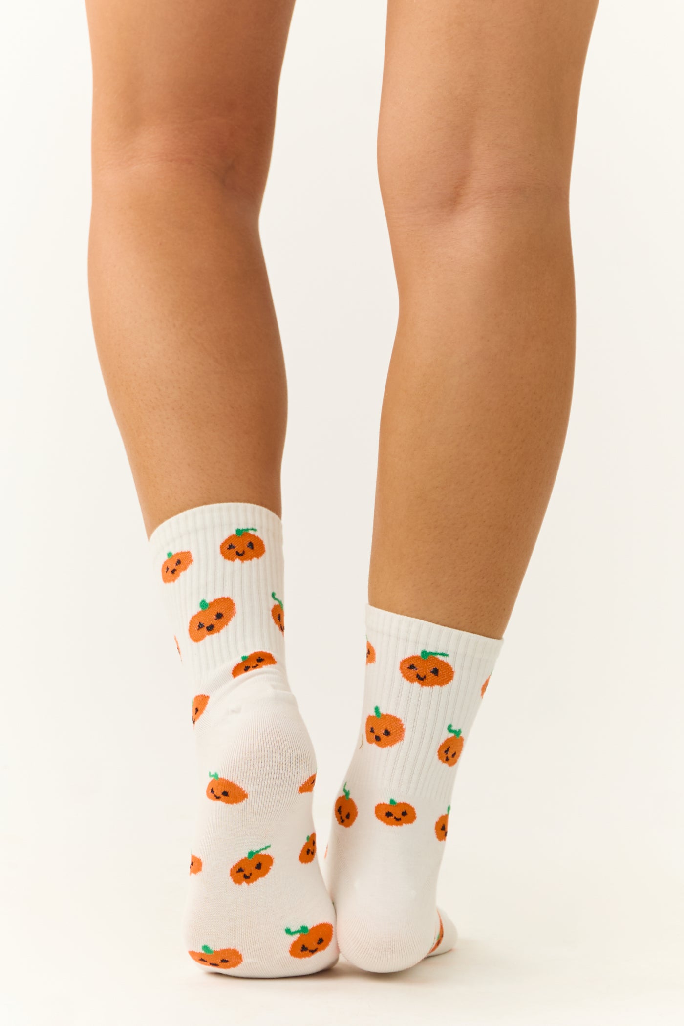 White Jack-O-Lantern Halloween Graphic Crew Socks