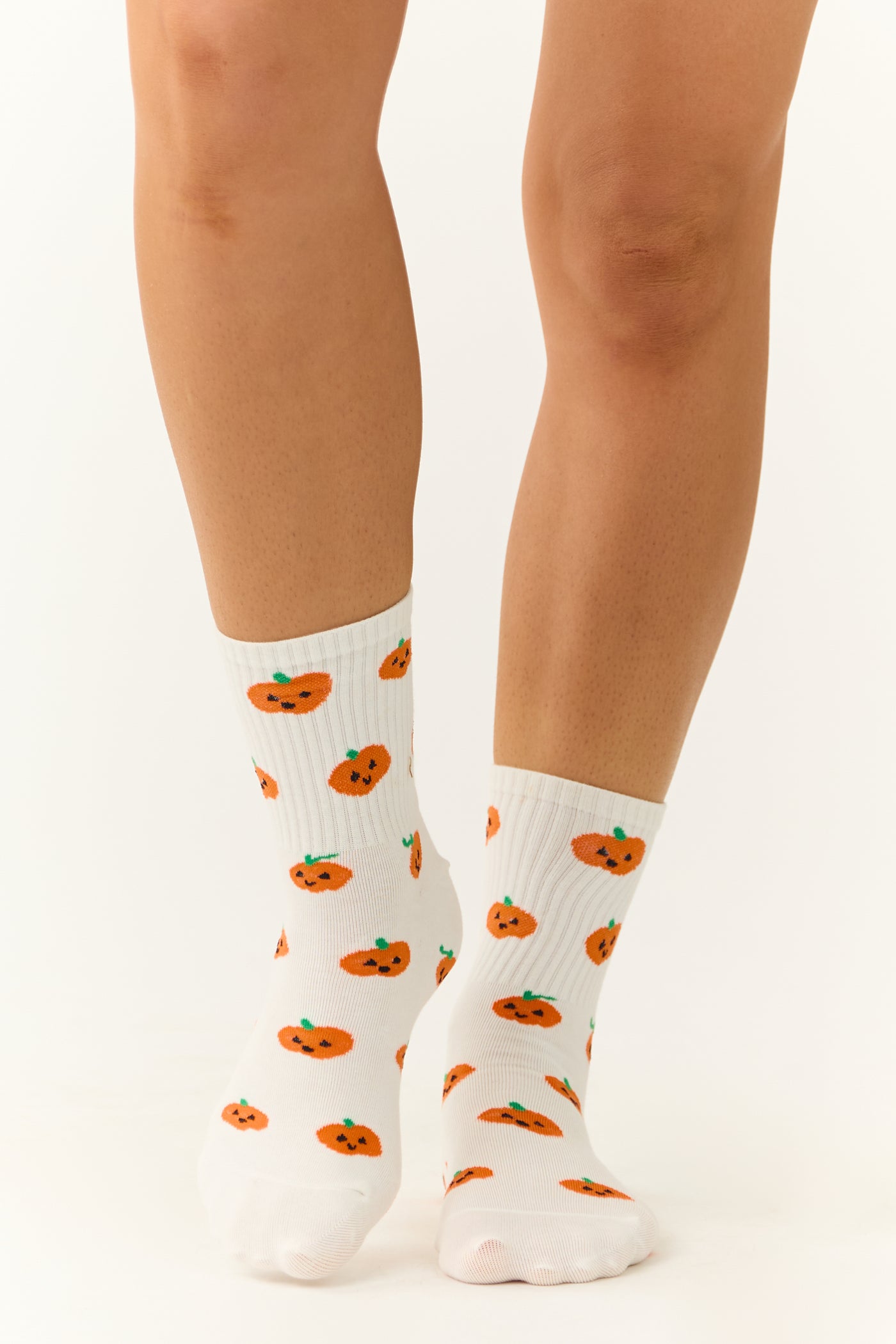 White Jack-O-Lantern Halloween Graphic Crew Socks