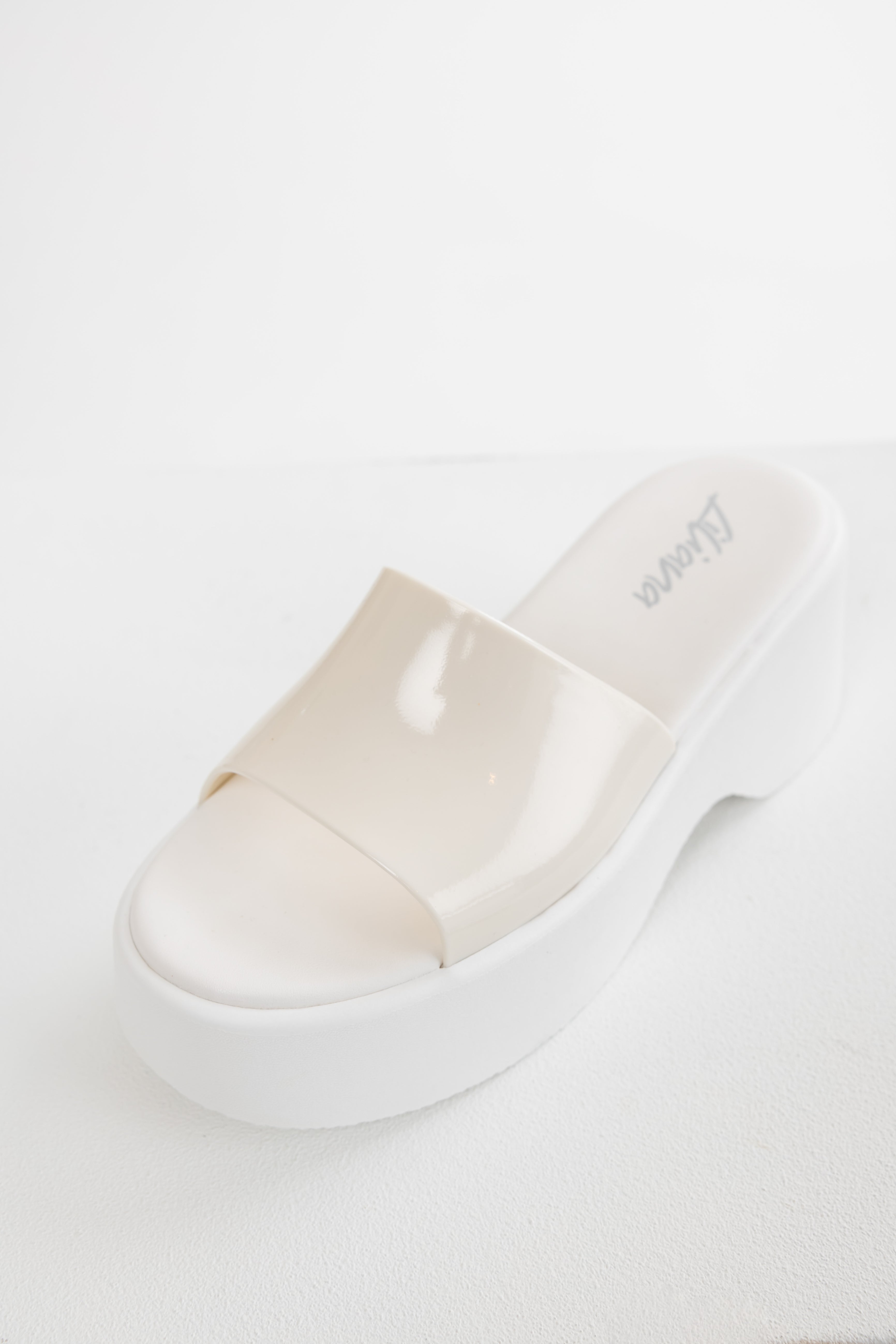 White Single Band Platform Wedge Sandals