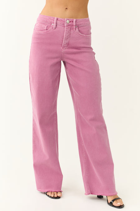 YMI Orchid Wide Leg Frayed Hem Jeans