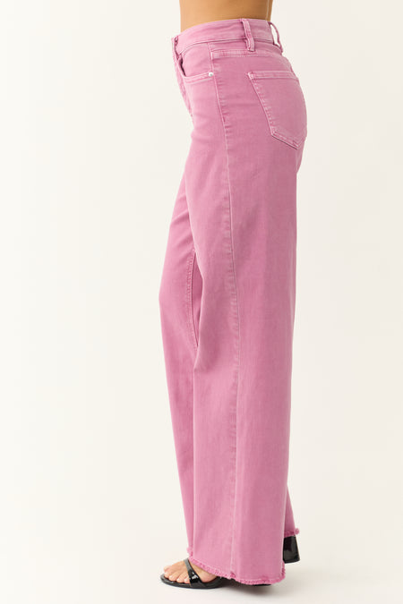 YMI Orchid Wide Leg Frayed Hem Jeans